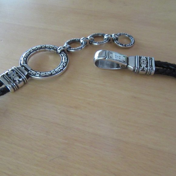 Black braided faux leather & ornate buckle silver belt - Picture 8 of 8